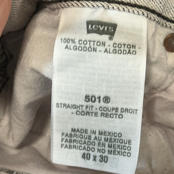 Levis Button Fly 501 Straight Fit Jeans Men's 40/30 Actual 38/28 Light Gray - Picture 8 of 11